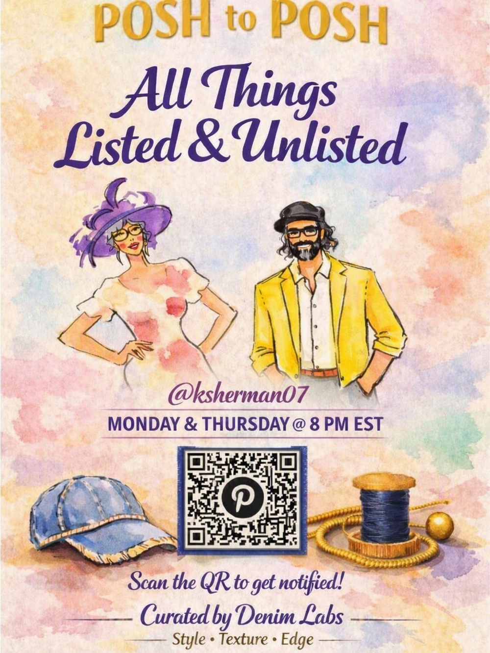 Posh to Posh Event Poster - Purple, Yellow, Blue